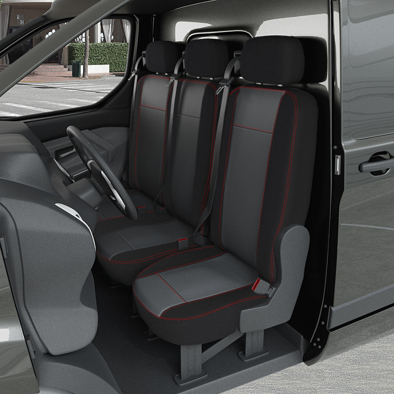 Schonbezüge Sitzbezug Sitzbezüge Schwarz Rot für VW Volt Crafter Vorne